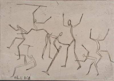 Untitled Folk Scene (7 figures dancing)