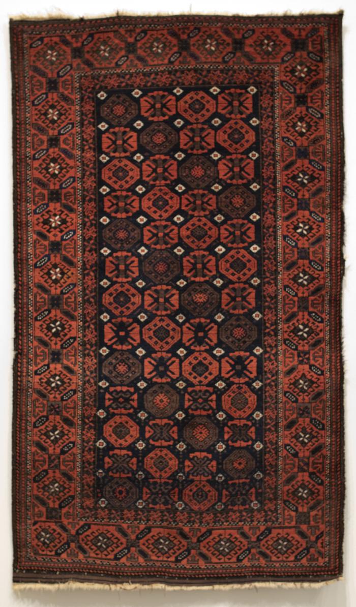 Pile Rug with Stylized Floral Lattice Design