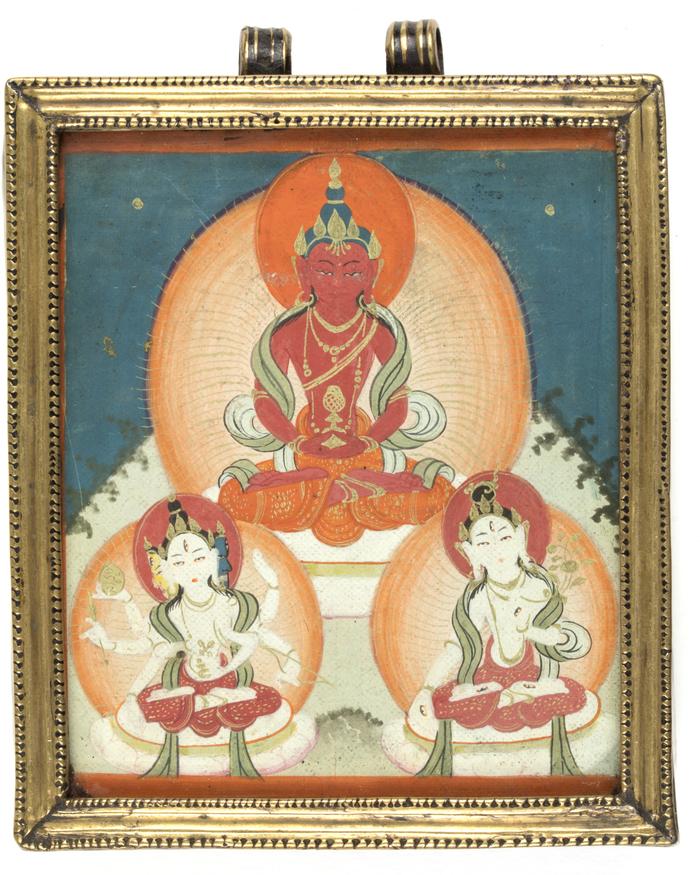 Amitayus Buddha with Ushnishavijaya and White Tara
