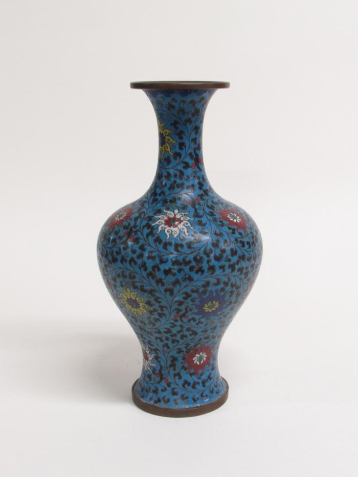 Cloisonne Vase with Scrolling Lotus Design
