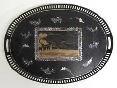 Oval Tray with Dutch Landscape Design