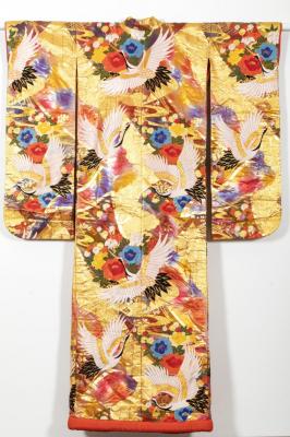Wedding Kimono with Cranes and Flowers
