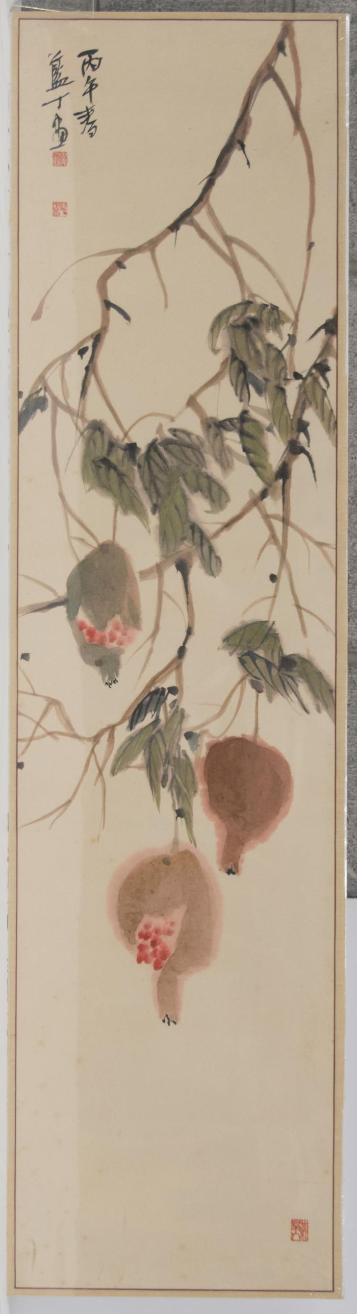 Eight Panels from a Screen Depicting Flowers and Fruit