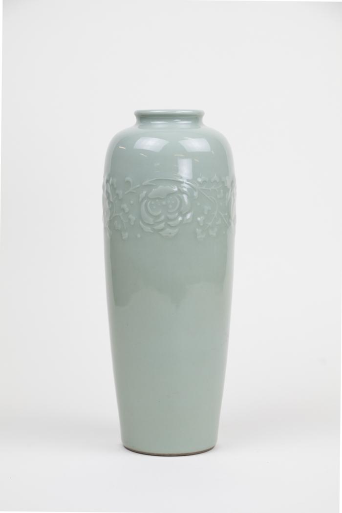 Celadon Vase with Scrolling Peony Design