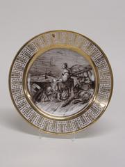 Dinner Plate with Mother and Child in a Barn