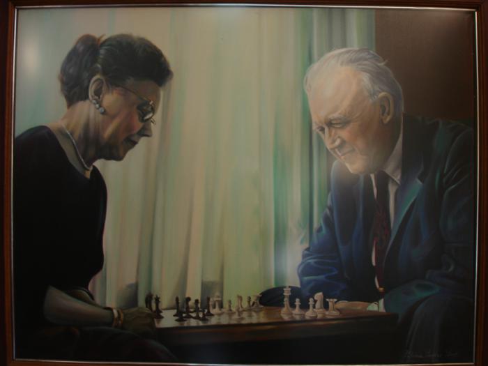 Dr. and Mrs. Lubbers Playing Chess