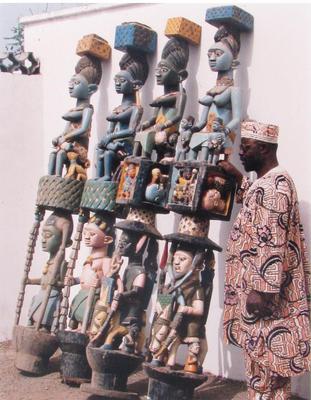 Lamidi Fakeye with Veranda Posts from the Ooni's Palace - Ile Ife, Nigeria