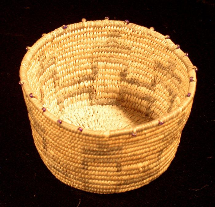 Cylindrical Basket with Beaded Rim