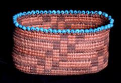 Oval Basket with Large Blue Beads