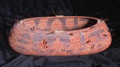 Boat Basket with Feathers and Beads