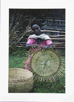 Woman Weaving a Basket