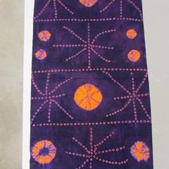 Adire Cloth with Purple and Orange Sunburst Design