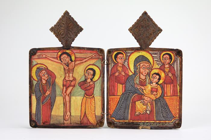 Icon with Mary and Child, and the Crucifixion