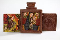 Icon Pendant: front, Our Beloved Mary and her Son, and Saint George; back, the Crucifixion, and the Resurrection