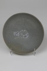 Celadon Bowl with Molded Floral Designs