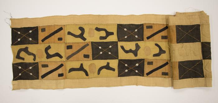 Kuba Cloth with Designs in Yellow, Orange, and Black Fields.