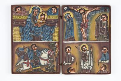Diptych Icon with Images of Christ, Saint Mary and Saint George