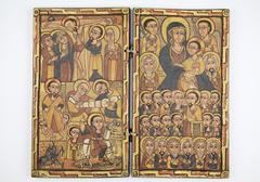 Diptych Icon with Images of Christ, Mary and Saints