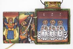 Pendant Icon with the Holy Trinity and Saints Takla Haymanot and Aregawi