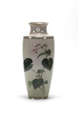 One of a Pair of Imperial Cloisonne Vases with Bougainvillea Design
